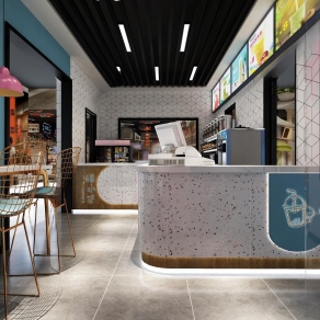 现代奶茶店3D模型下载